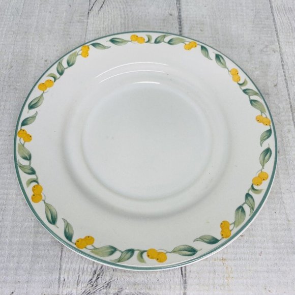 Julie Pople Avon COUNTRY FRUIT COLLECTION Porcelain Lemon Rim Saucers Set of 4 - Picture 4 of 16